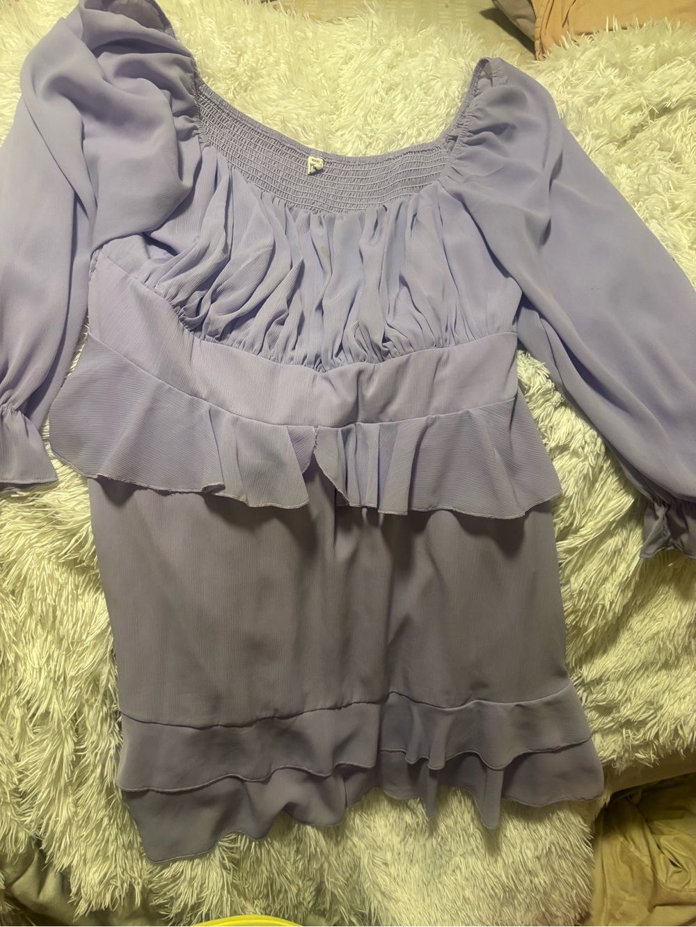 Lilac Ruffle Peplum Blouse - Women Dress